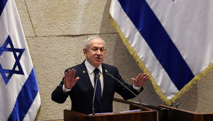 Israeli Prime Minister Benjamin Netanyahu speaks at the plenum of the Knesset, Israels parliament, in Jerusalem, November 10, 2025. — Reuters