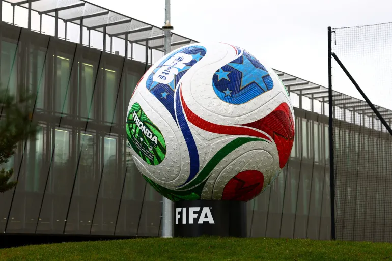 FIFA World Cup ball statue.