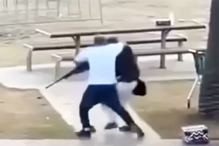 One of the attackers was disarmed by a member of the public in a dramatic scene captured on Sunday. 