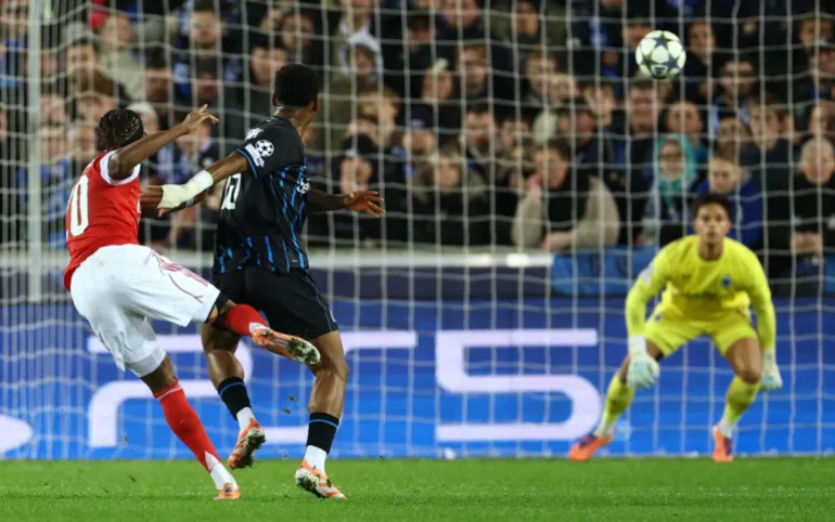 Arsenal's Noni Madueke scores their first goal