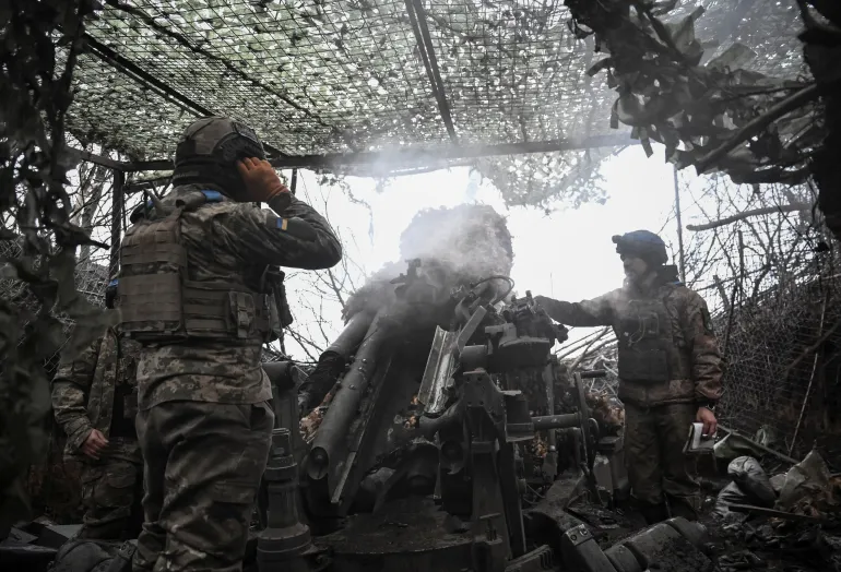 Artillerymen of the 44th Separate Artillery Brigade in Ukraine's Dnipropetrovsk region