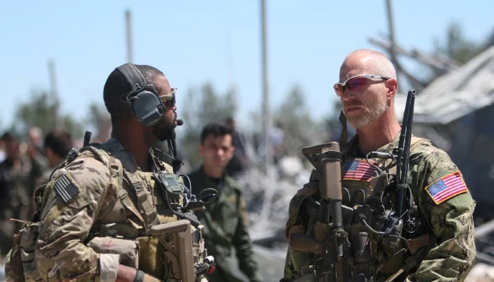 US forces are seen at the Kurdish Peoples Protection Units (YPG) headquarters in Mount Karachok in this undated image near Malikiya, Syria. — Reuters/File