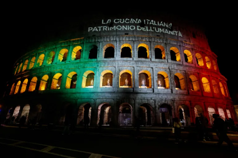 The Colosseum is illuminated during a special light installation