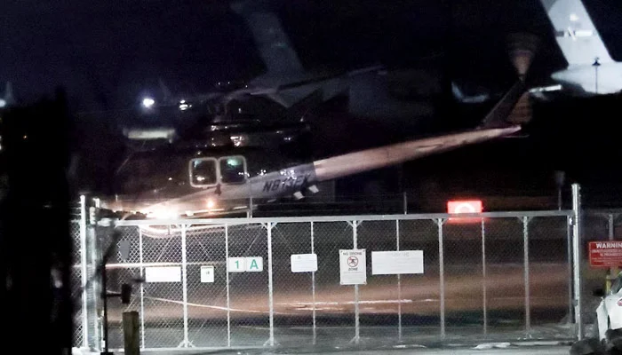 One of three helicopters believed to be carrying Venezuelas President Nicolas Maduro and his wife Cilia Flores leaves after they were captured overnight in Venezuela by US forces, at Stewart Air National Guard Base in Newburgh, New York, US, January 3, 2026. Reuters