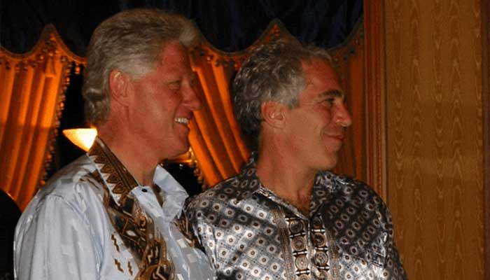 Former US President Bill Clinton stands with Jeffrey Epstein in this image released by the Department of Justice in Washington, DC, US, on December 19, 2025 as part of a new trove of documents from its investigations into the late financier and convicted sex offender Jeffrey Epstein. — Reuters