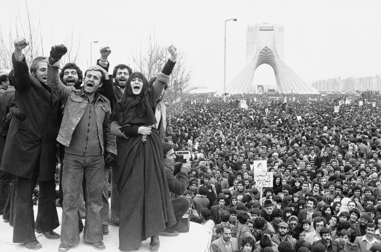 More than a million supporters of an Islamic Republic assembled around the Shayad monument, in Tehran, Iran, in Jan. 1979.