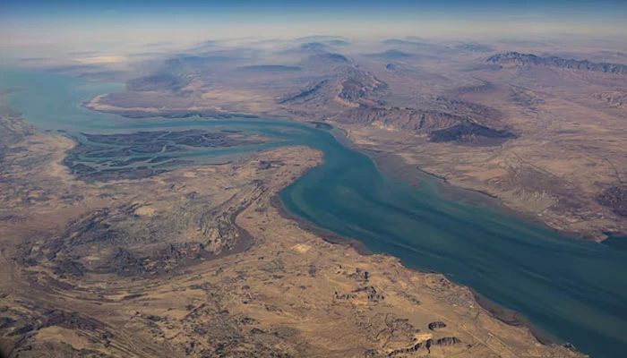 An aerial view of the Iranian shores and the island of Qeshm in the strait of Hormuz, December 10, 2023. — Reuters