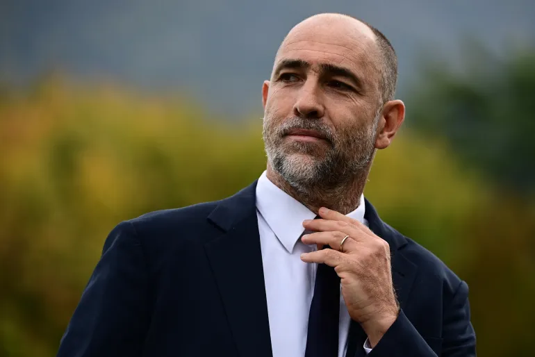 (FILES) Juventus' Croatian coach Igor Tudor looks on ahead of the Italian Serie A football match between Como and Juventus at the Giuseppe Sinigaglia Stadium in Como, Italy on October 19, 2025