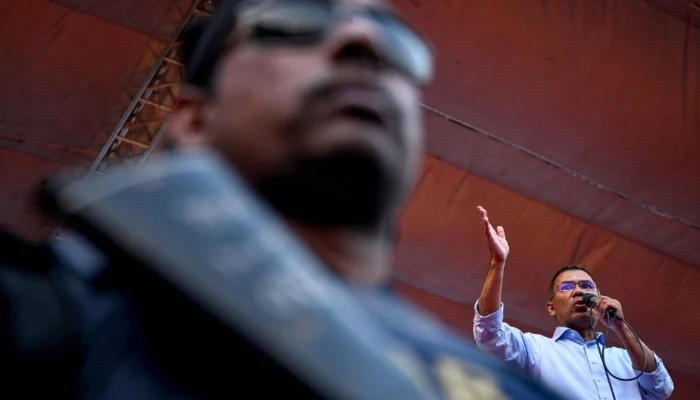 Bangladesh Nationalist Party (BNP) Chairman Tarique Rahman addresses an election rally ahead of the countrys general election in Dhaka on February 8, 2026. — AFP
