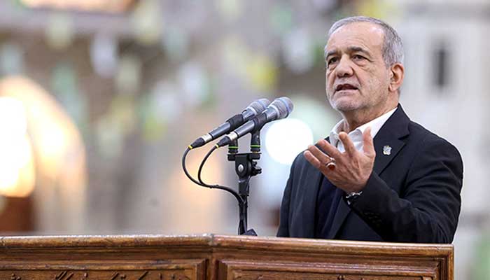 Iranian President Masoud Pezeshkian speaks during a visit to the shrine of the leader of Irans 1979 Islamic Revolution, Ayatollah Ruhollah Khomeini, in southern Tehran, Iran, January 31, 2026. — Reuters