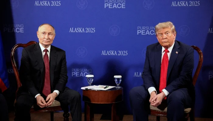 US President Donald Trump meets Russian President Vladimir Putin in Anchorage, Alaska, US, August 15, 2025. — Reuters