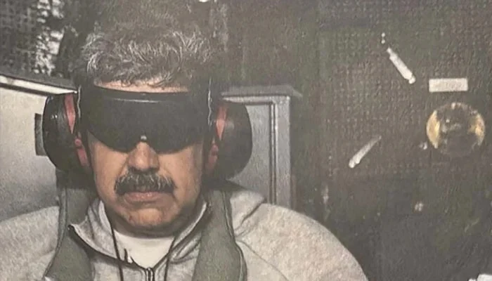 A photograph which US President Donald Trump posted on his Truth Social account shows what he describes as Venezuelan President Nicolas Maduro on board the USS Iwo Jima amphibious assault ship, in the Caribbean Sea, January 3, 2026.—Reuters