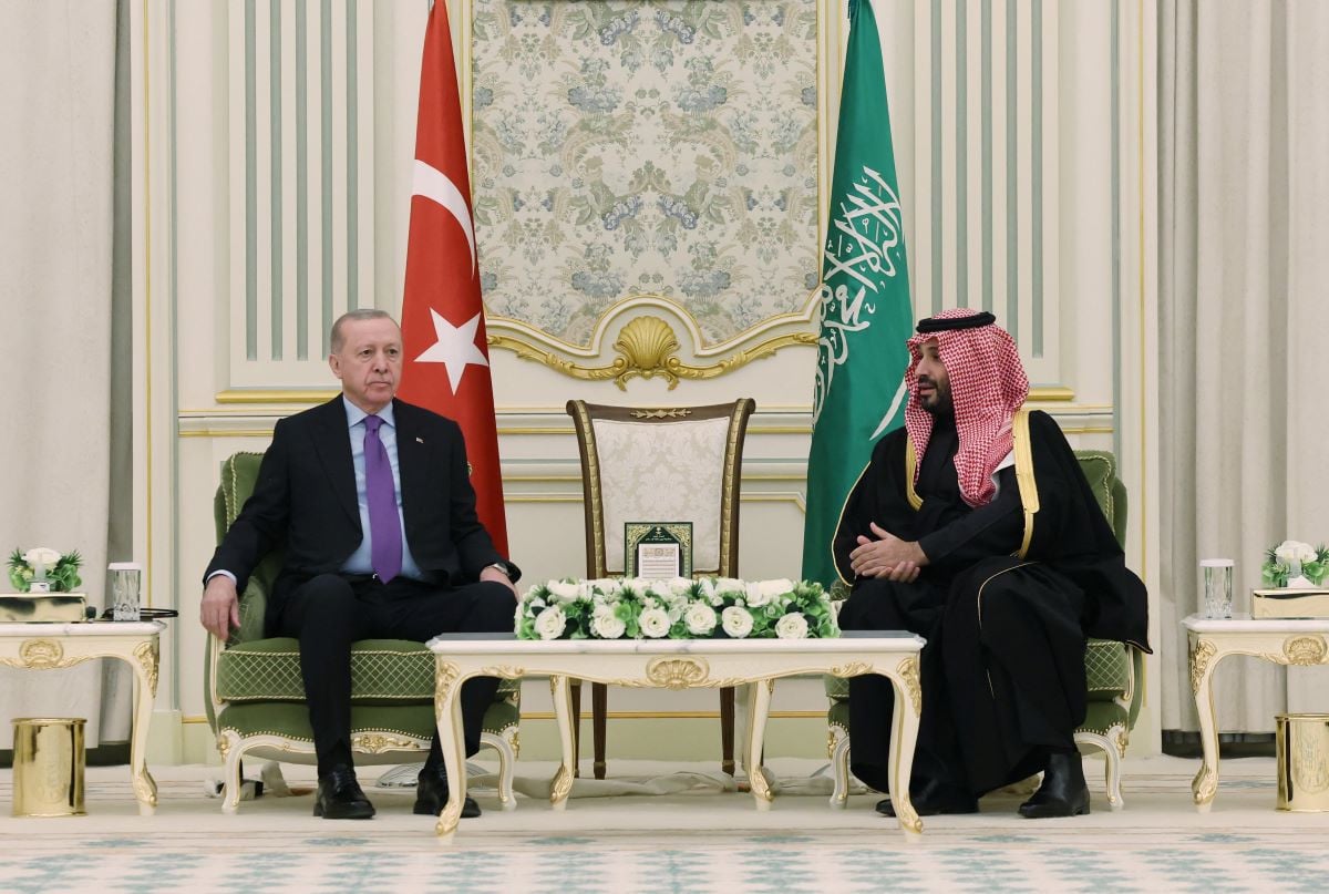 Turkish President Tayyip Erdogan meets with Saudi Crown Prince Mohammed bin Salman in Riyadh, Saudi Arabia, February 3, 2026. PHOTO:REUTERS