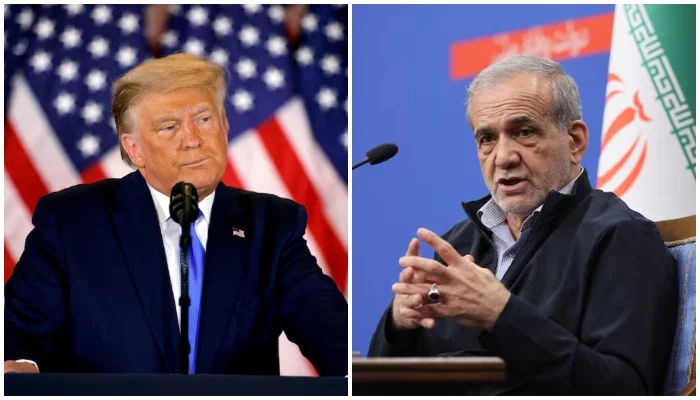 A collage showing US President Donald Trump (left) and Iranian President Masoud Pezeshkian. — Reuters/File