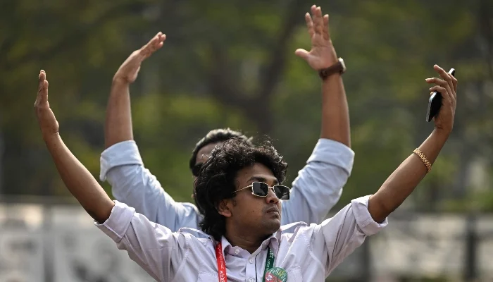 Bangladesh Nationalist Party (BNP) supporters gesture during a rally on the final day of campaigning ahead of the country´s general election in Dhaka on February 9, 2026. — AFP