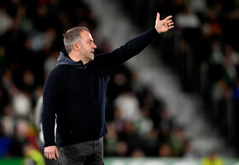 Soccer Football - LaLiga - Elche v FC Barcelona - Estadio Manuel Martinez Valero, Elche, Spain - January 31, 2026 FC Barcelona coach Hansi Flick reacts REUTERS/Pablo Morano