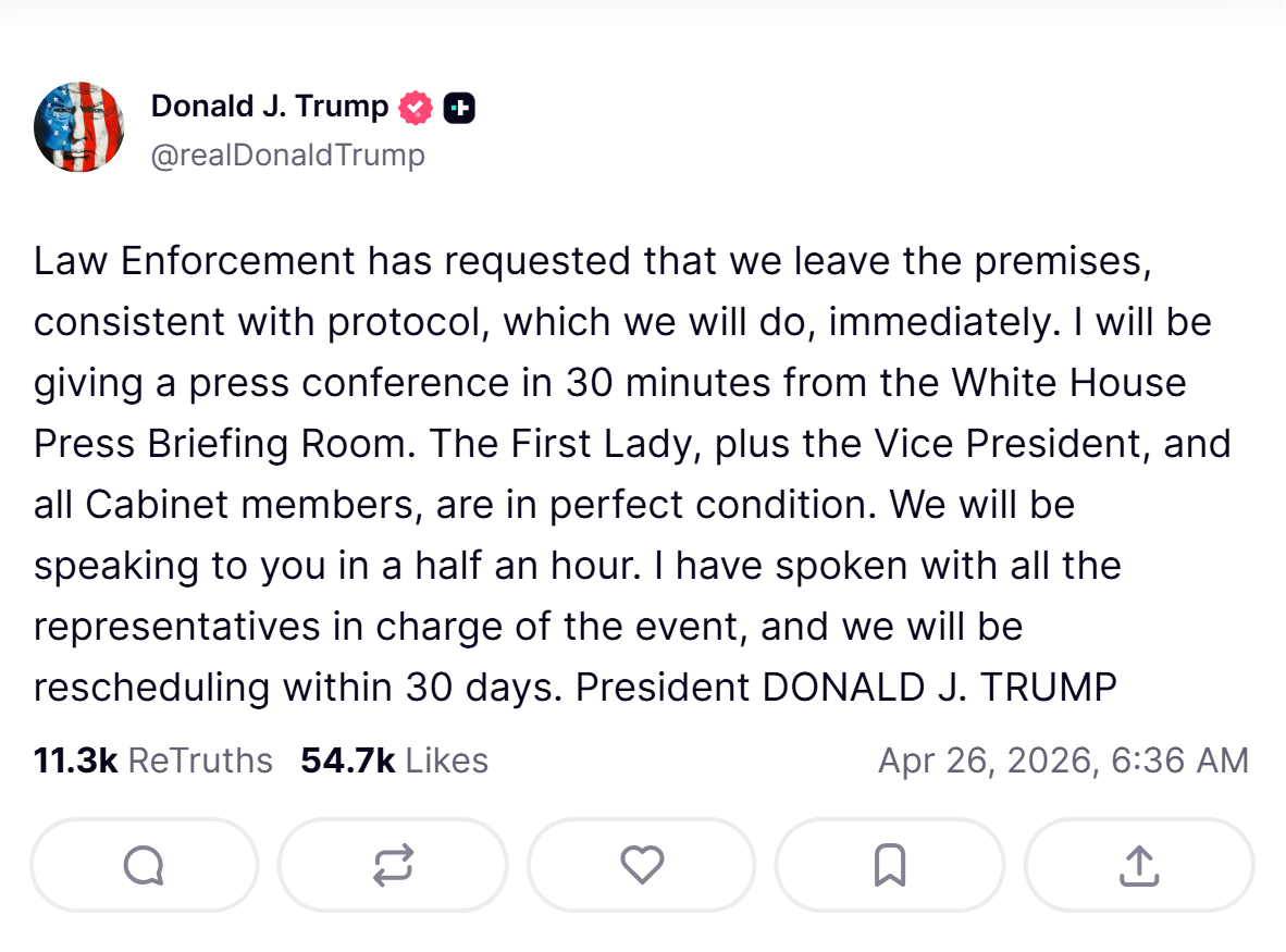 Trump Truth Social post