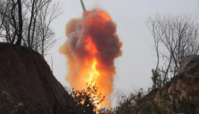 This photo provided by the North Korean government shows what it says is a ballistic missile in North Pyongan Province, North Korea, on March 19, 2023. — AFP