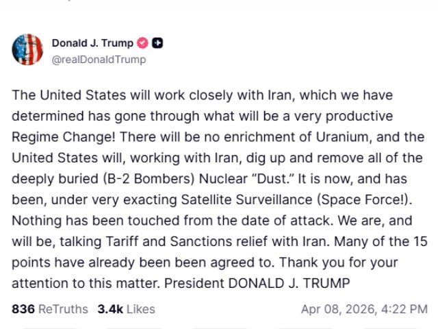 Trump Truth Social post