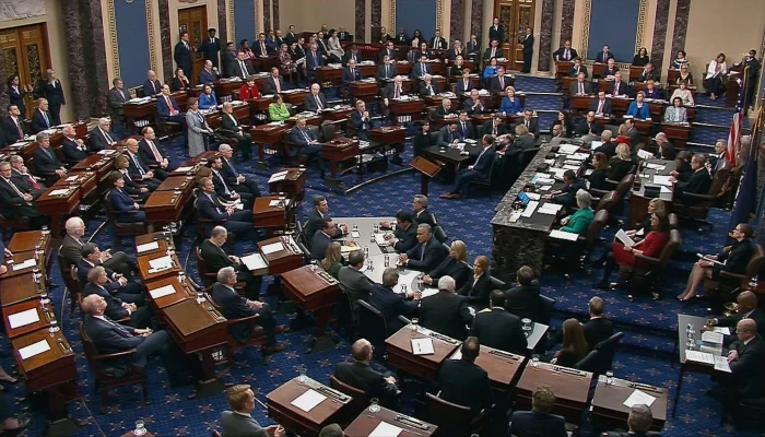 Senators cast their votes on the first article of impeachment, abuse of power, February 5. — Reuters