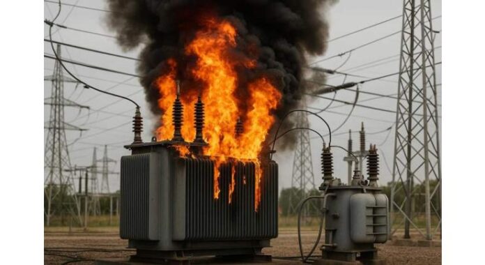 Fire erupted after short circuit in transformer in Nawabshah