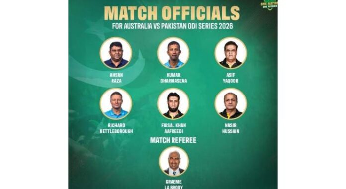 PCB announces match officials for three-match ODI series between Pakistan, Australia
