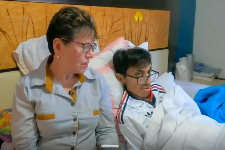Kevin González and his grandmother, Virginia Amaya.