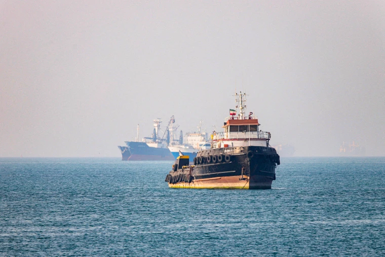 Vessels in the Strait of Hormuz near Bandar Abbas, Iran