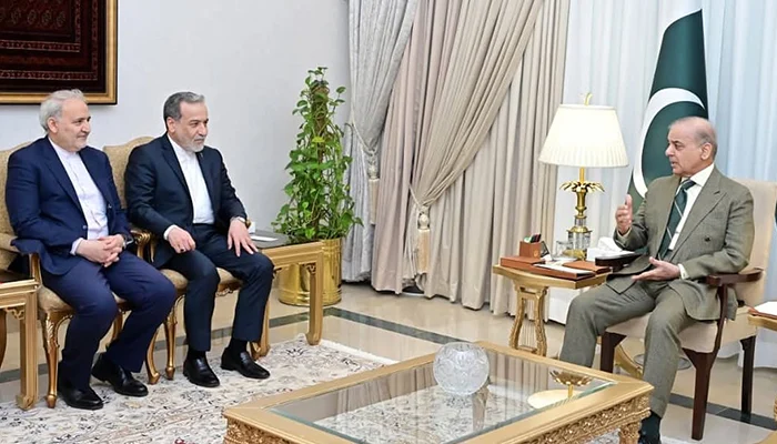 Iranian Foreign Minister Abbas Araghchi (centre left) meets Prime Minister Shehbaz Sharif in Islamabad, on April 25, 2026. — Instagram@shehbazsharif