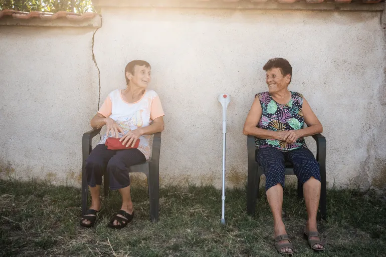 Dinka Todorova, left, and Ganka Vlaeva discuss the threats from Tehran against Bulgaria