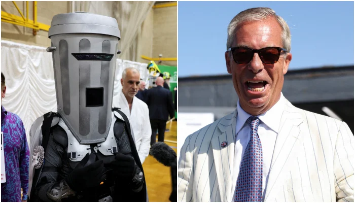 This collage of photos shows Count Binface (left) and Britains Reform UK party leader Nigel Farage. — Reuters/File