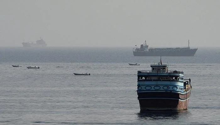 Vessels in the Strait of Hormuz, as seen from Musandam, Oman, August 3, 2026. — Reuters