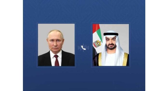UAE and Russian Presidents discuss bilateral cooperation and regional and international developments in phone call