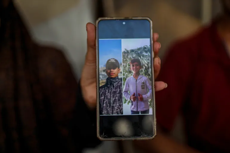 The two missing boys, from right, Sami, 13, and Othman, 17, disappeared while they were heading to aid distribution centres in June last year