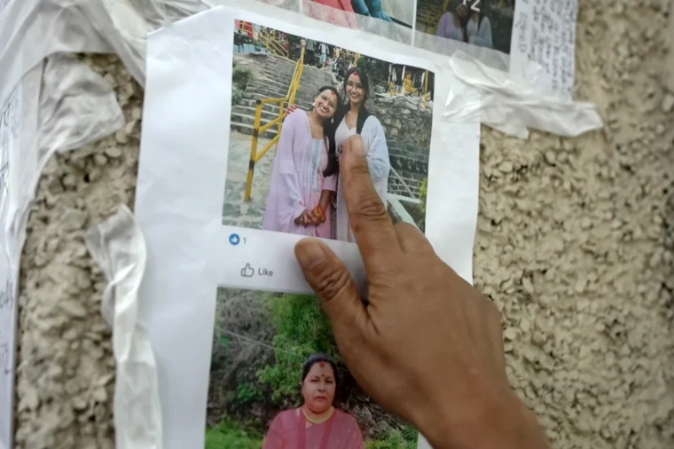 A poster featuring Kalpona Shrestha’s missing family members.