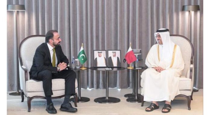 Federal Minister for Overseas Pakistanis and Human Resource Development Chaudhry Salik Hussain holds important meeting with Qatari Minister of Labor Dr. Ali bin Sameikh Al Marri in Doha