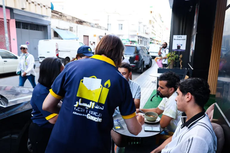 Campaigners for a political party in Morocco ahead of the September 23 parliamentary election.