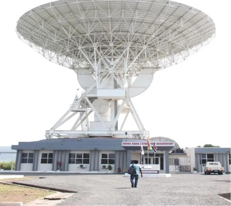 Ghana’s 32-metre radio telescope used for research and training. Courtesy GSSTI/Ghana Space Science and Technology Institute