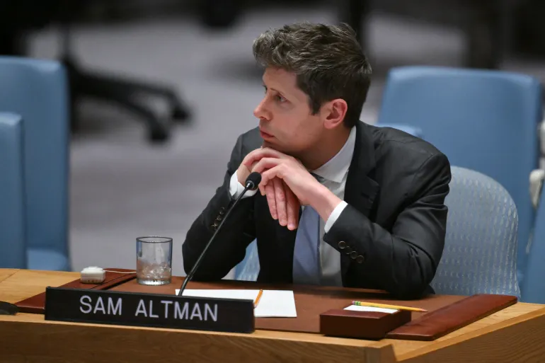 OpenAI CEO Sam Altman looks on during a UN Security Council meeting on artificial intelligence during the 81st United Nations General Assembly at UN headquarters in New York on September 23, 2026. (Photo by ANGELA WEISS / AFP)