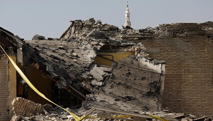 Collapsed telecommunications infrastructure in the aftermath of an attack in Kuhestak, Sirik, Iran, September 4, 2026. — Reuters