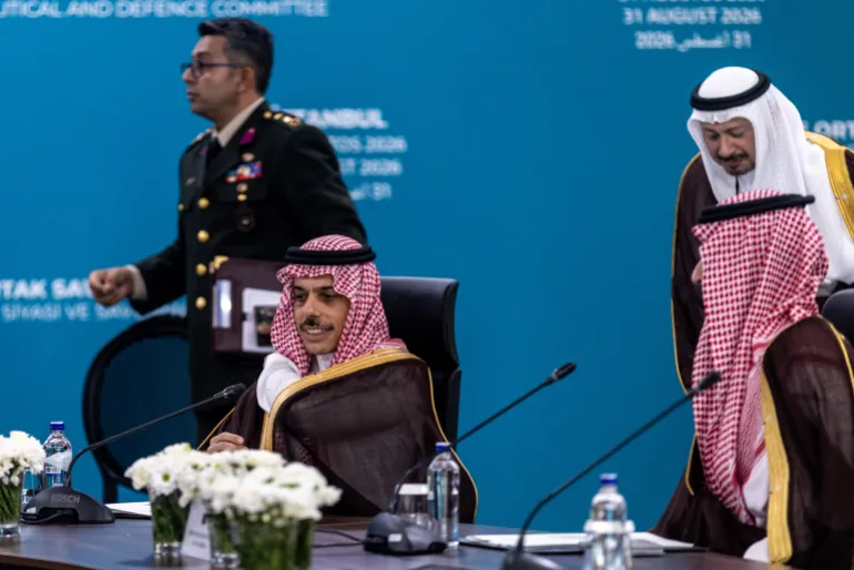 ISTANBUL, TURKEY - AUGUST 31: Saudi Foreign Minister Faisal bin Farhan Al-Saud attends the first meeting of the Strategic Poli1234tical and Defence Committee in relation to the "Makkah Joint Defence Agreement." on August 31, 2026 in Istanbul, Turkey. The countries ratified the mutual defense agreement amid the Iran war and hostilities in the Strait of Hormuz. (Photo by Burak Kara/Getty Images)