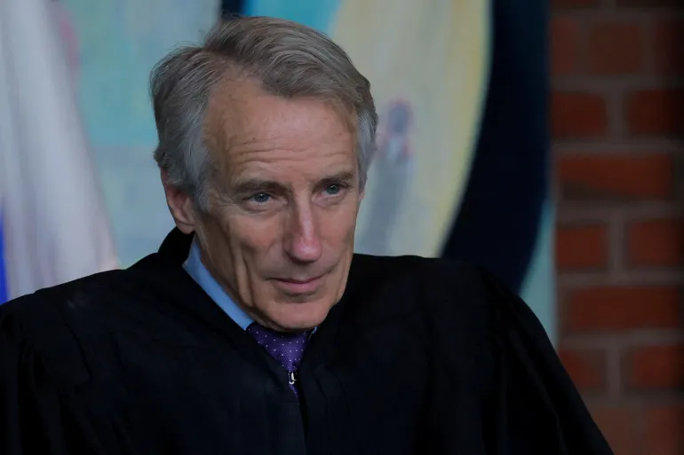 US District Court Judge F. Dennis Saylor IV attends the investiture ceremony for US District Judge Brian Murphy at the federal courthouse in Boston, Massachusetts, US, on September 17, 2025