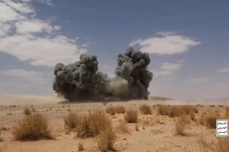 This screen grab taken from undated video footage released on September 9, 2026 by Ansarullah Media Centre shows what the Houthi authorities said are attacks on Saudi-backed forces in Jawf province's frontlines.
